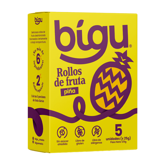 ROLLO FRUTA  DESHIDRATADA - DISPLAY 5 UNIDADES 125G, BIGU